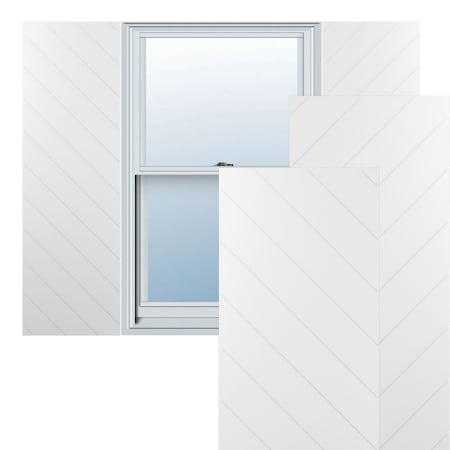 12W X 49H True Fit PVC Diagonal Slat Modern Style Fixed Mount Shutters, White